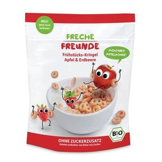 Frühstückscerealien Apfel-Erdbeere von ERDBAR, ohne Zucker, 125g, mit fruchtigem Apfel- und Erdbeergeschmack, ökologische Verpackung