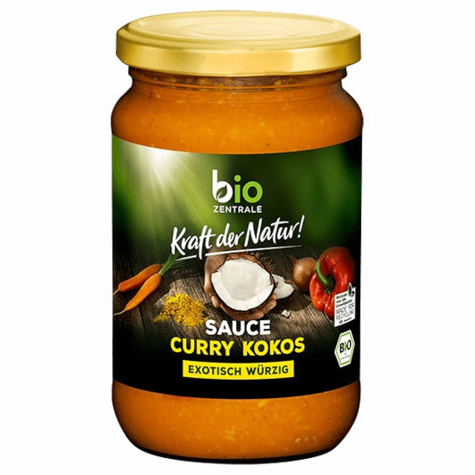 Kokosnuss-Currysauce von BIO-ZENTRALE in 340ml Glasflasche, Bio-Qualität, cremige Konsistenz, ideal für asiatische Gerichte