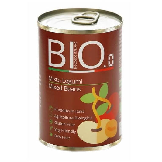 Dosenbohnenmischung glutenfrei von GESTAL, 400g, EKO, in einer geöffneten Dose mit Bohnen sichtbar