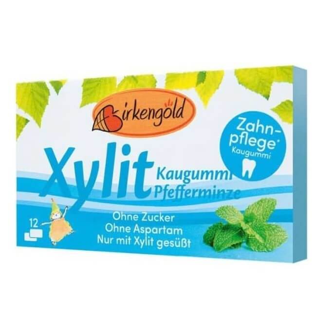 Xylit Minze und Pfeffergummis 17g BIRKENGOLD