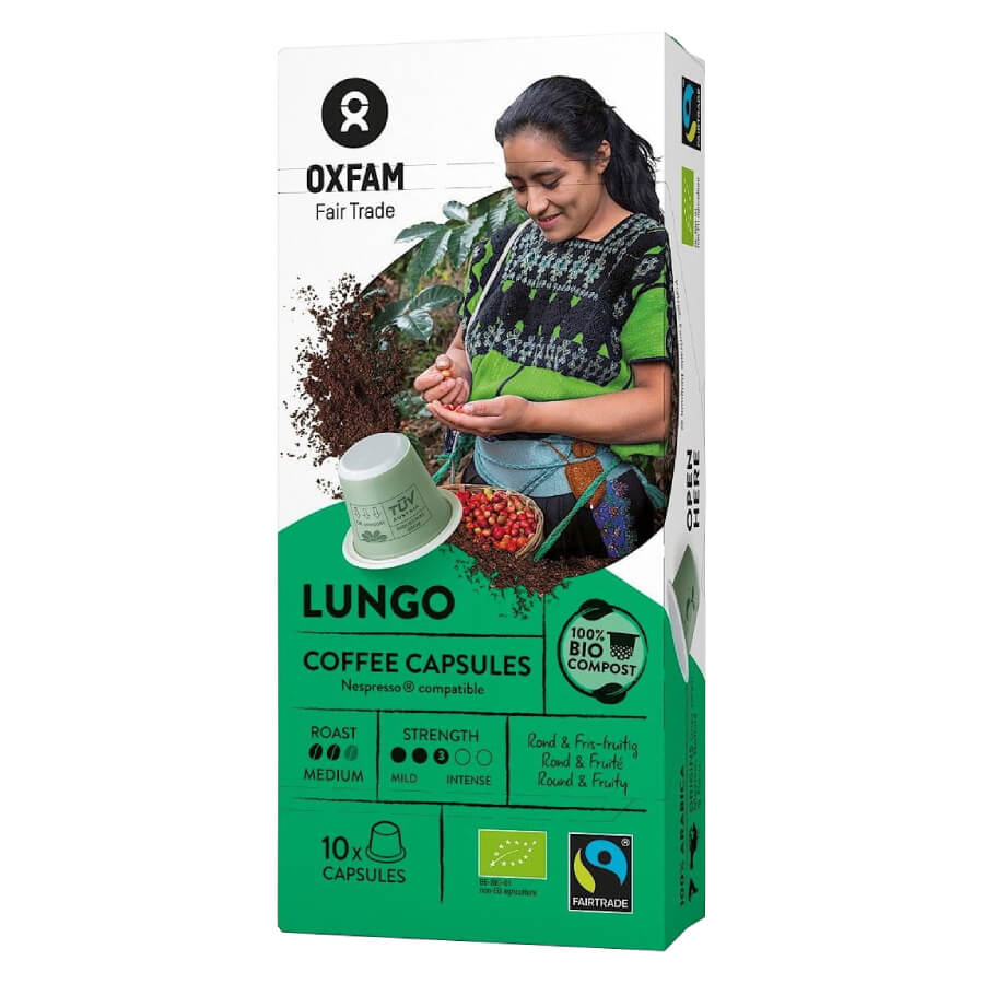 Arabica Lungo Kaffee fair gehandelt BIO 10 Nespresso-Kapseln - OXFAM Gambar utama produk