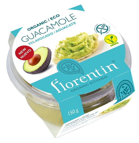 Glutenfreier BIO Guacamole-Dip mit Avocado von FLORENTIN, 150 g, cremige Konsistenz, frischer grüner Avocado-Dip.
