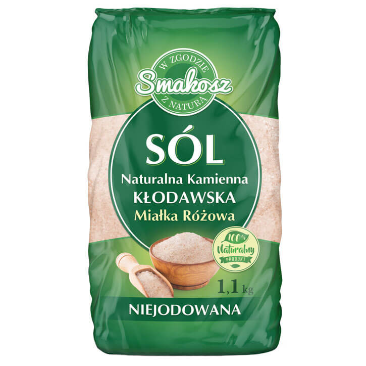 Salz aus Kłodawa, Naturstein, Holzscheit, fein, nicht jodiert 1 kg SMAKOSZ Imagen principal del producto