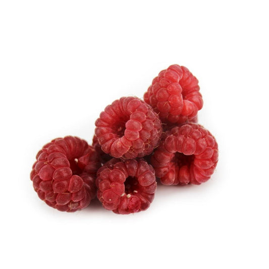 Frische, saftige BIO Himbeeren aus Polen, ca. 200g, von BIO PLANET, liegen in einer transparenten Verpackung.