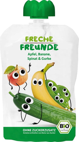 Saftmousse für Kinder Apfel Banane Spinat Gurke 100g EKO FRECHE FREUNDE ERDBAR