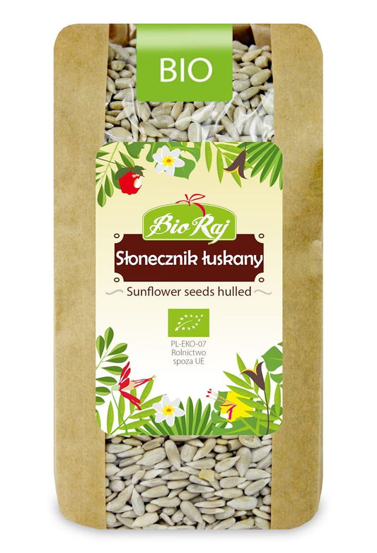 Geschälte BIO Sonnenblumenkerne in 400 g Packung, braune Kerne, ideal für Snacks und Backen, von BIO RAJ