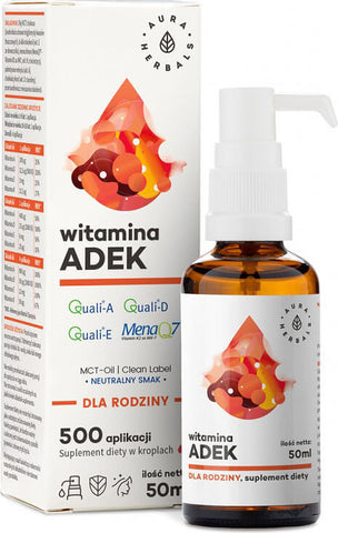 Vitamin A + D3 + E + K2 ADEK 500 Anwendungen 50 ml AURA HERBALS
