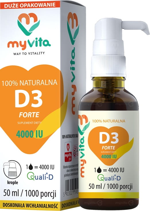 Vitamin D3 D - 3 LIQUID FORTE 4000 i 50 ml Tropfen 1000 Portionen MYVITA