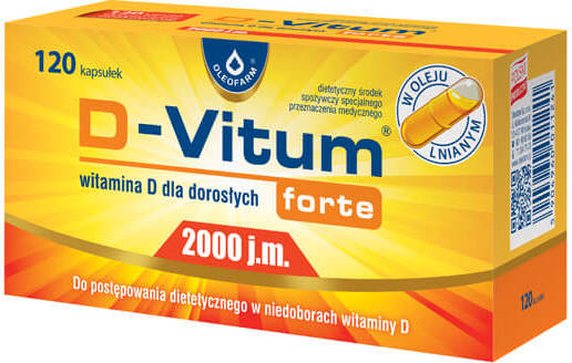 D - Vitum FORTE Vitamin D für Erwachsene D3 2000 IE 120 Kapseln OLEOFARM
