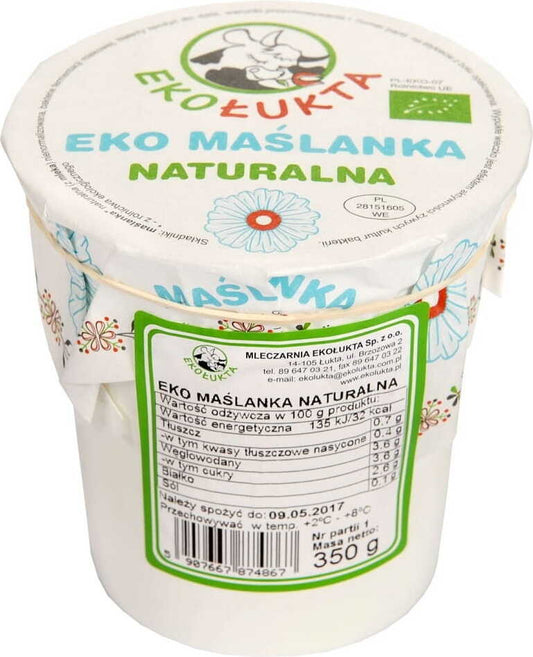 Bio Buttermilch von EKO ŁUKTA in 350 g Flasche, cremige Milch mit natürlichem Geschmack, ideal für Getränke und Rezepte