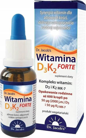 Vitamin D3 2000iu + K2 - MK7 50μg FORTE Tropfen K2MK7 20ml DR. JAKOBS