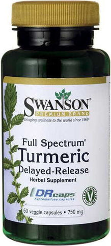 Kurkuma-Wurzel mit verzögerter Freisetzung Vollspektrum-Kurkuma mit verzögerter Freisetzung - 750 mg 60 SWANSON-Kapseln