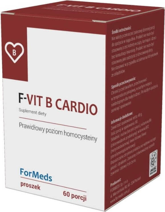 F - Vitamin B Cardio Vitamin B12 1000 mcg + Vitamin B6 25 mg + Folsäure 1000 mcg 60 Portionen 48 g FORMEDS