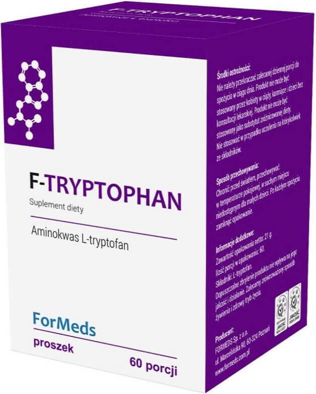 F - Tryptophan L - Tryptophan 350 mg 60 Portionen 21 g FORMEDS Hoofdafbeelding