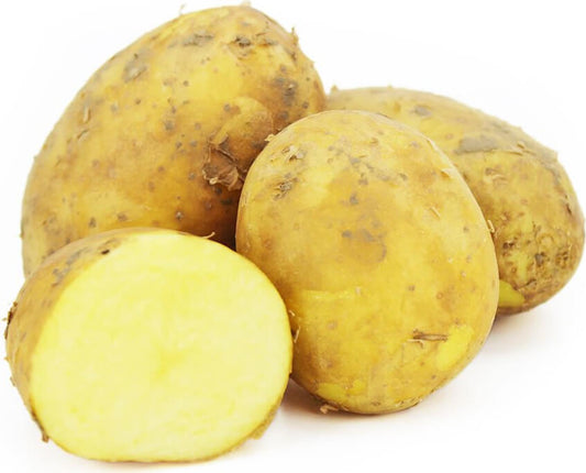 Frische, bio gelbe Kartoffeln im Multipack, ca. 10 kg, von BIO PLANET, auf einem Holztisch präsentiert.