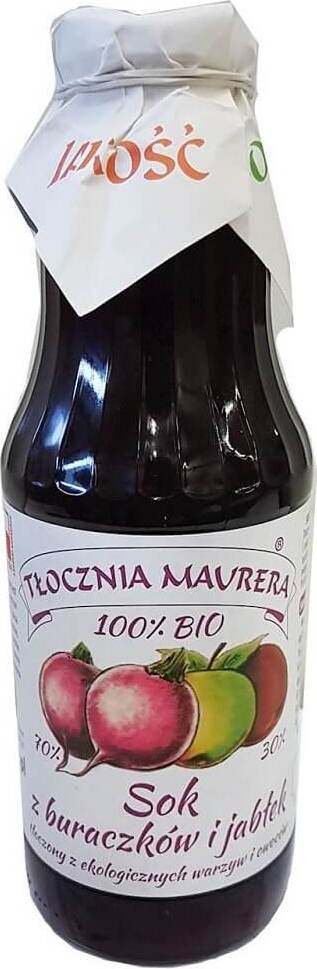 Rote-Bete-Apfel-Saft BIO in 700 ml Flasche von TŁOCZNIA MAURERA, frischer Saft mit roter Bete und Apfel, naturbelassen