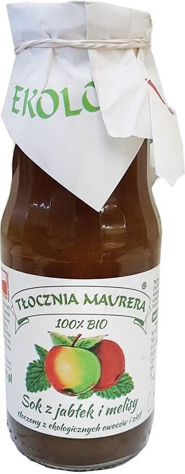 Bio Apfelsaft mit Zitronenmelisse in 300 ml Flasche von Maurer Press, erfrischendes Naturgetränk mit Zitronenmelisse.