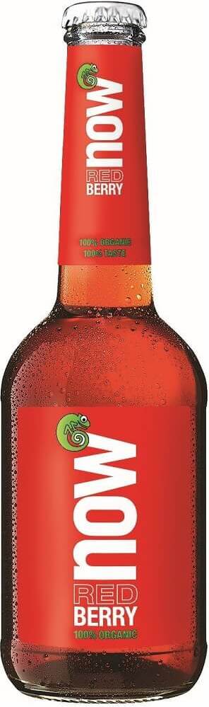 Bio-Fruchtgetränk mit rotem Fruchtgeschmack in 330 ml Flasche von NOW, erfrischend und natürlich.