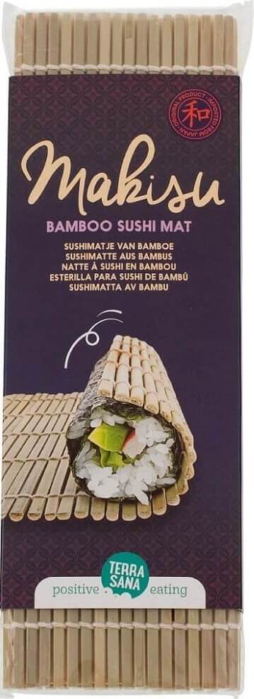 Bambus-Sushimatte von TERRASANA, Makisu, zum Rollen von Sushi, aus Bambusstäbchen und Baumwolle, auf dem Bild sichtbar