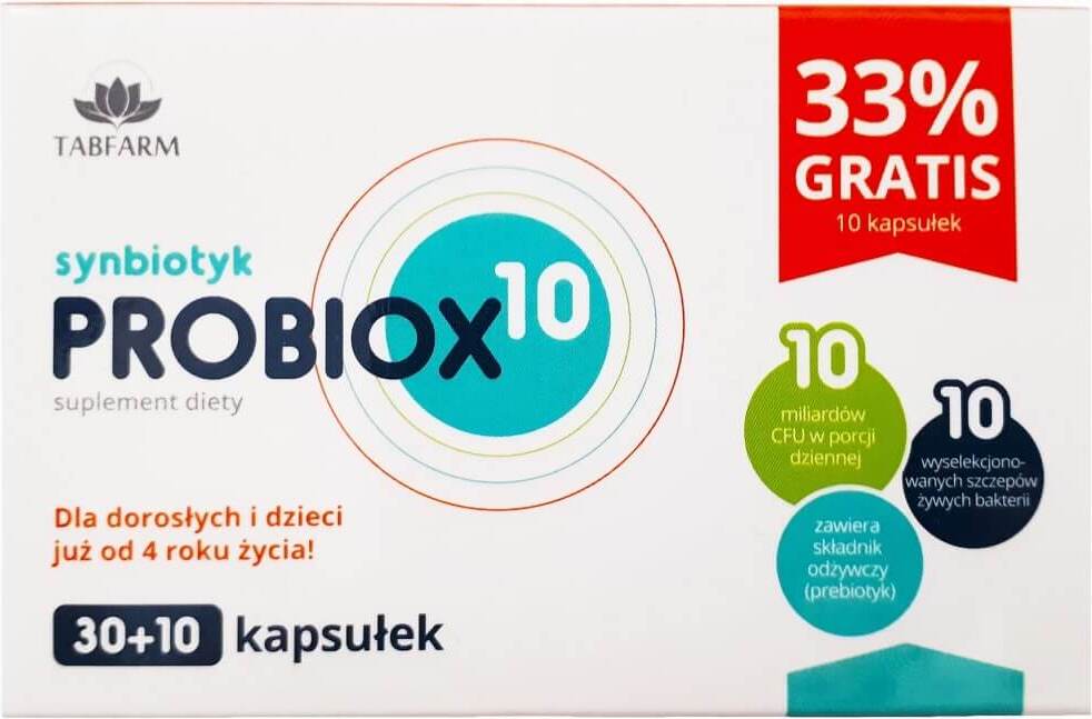 Probiox 10 Synbiotikum 10 Milliarden KBE 30 + 10 Kapseln TABFARM