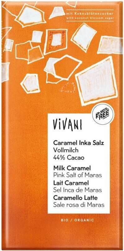 Milchschokolade mit Karamell und rosa Salz BIO 80 g - VIVANI