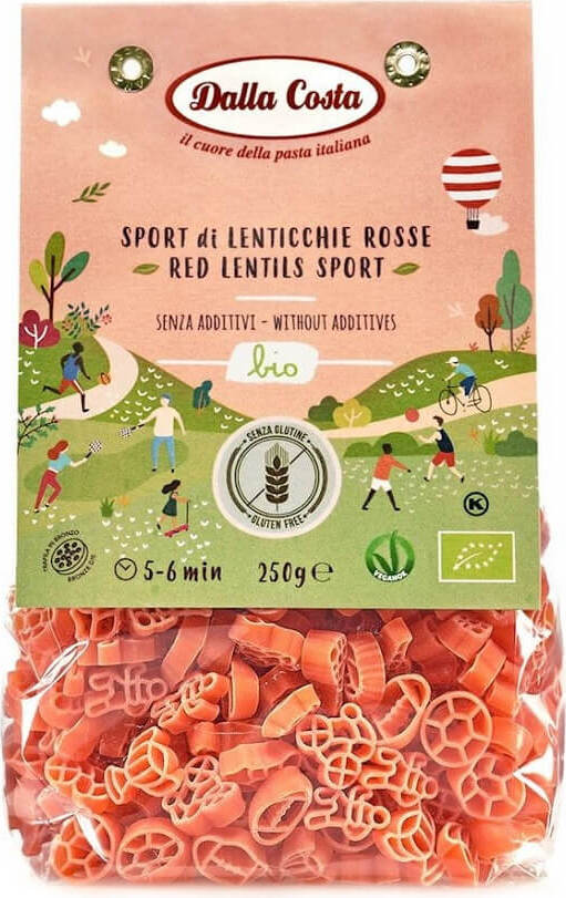 Rote Linsen Nudeln von DALLA COSTA, glutenfrei, Sport Bio, 250 g, frisch und lecker in einer Packung.