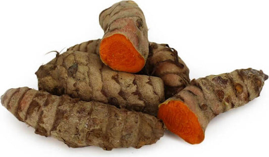 Frischer BIO Kurkuma in ca. 200g Packung von BIO PLANET, gelber Wurzel mit brauner Schale, geschnitten für Gewürz und Gesundheit