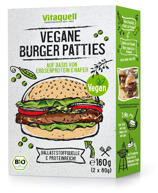 Bio proteinreiche Gemüseburger von VITAQUELL, 2 Stück à 80 g, frischer vegetarischer Burger mit Gemüse und pflanzlichem Protein