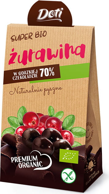 Cranberry in Zartbitterschokolade glutenfrei BIO 60 g - DOTI