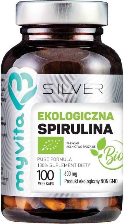Spirulina BIO 600mg 100 Kapseln MYVITA SILBER PURE Hover Image