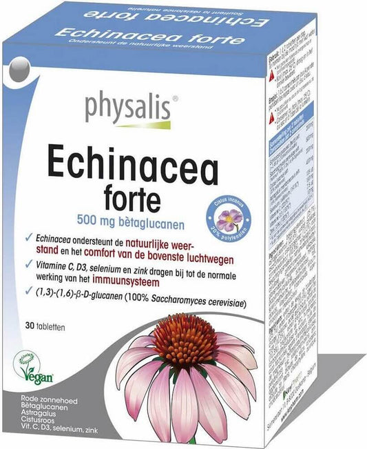 Echinacea FORTE Tabletten von PHYSALIS, 30 Stück, natürliche Ergänzung zur Unterstützung des Immunsystems, in Packung sichtbar