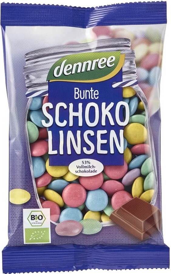 Schoko-Dragees in knusprig farbigen Schalen BIO 100 g - DENNREE