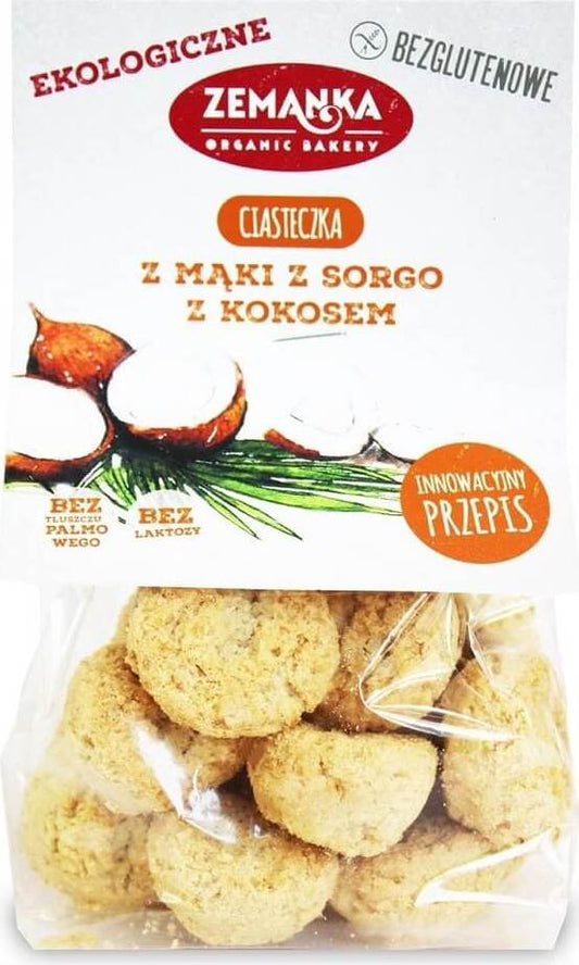 Bio glutenfreie Kekse aus Sorghum und Kokosmehl von ZEMANKA, 100 g, knusprig und natürlich.