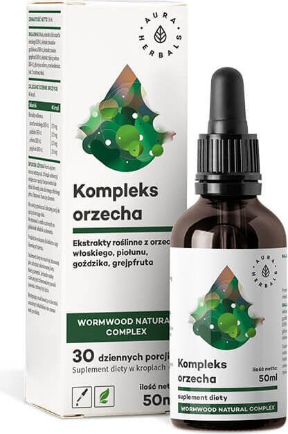 Walnusskomplex Pflanzenextrakte Wermut Nelke Grapefruit Wermut Naturalm Komplex Tropfen 50 ml AURA HERBALS Hover Image