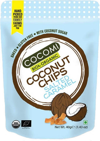 Kokoschips, Karamellgeschmack mit Salz, geröstet glutenfrei BIO 40 g - COCOMI