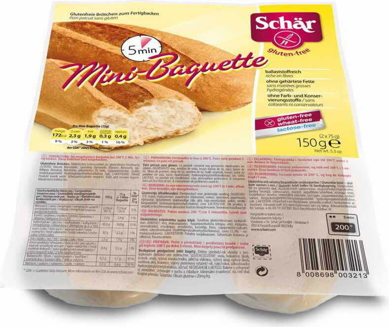 Glutenfreies Minibaguette Baguettes zum Backen 150 g SCHÄR