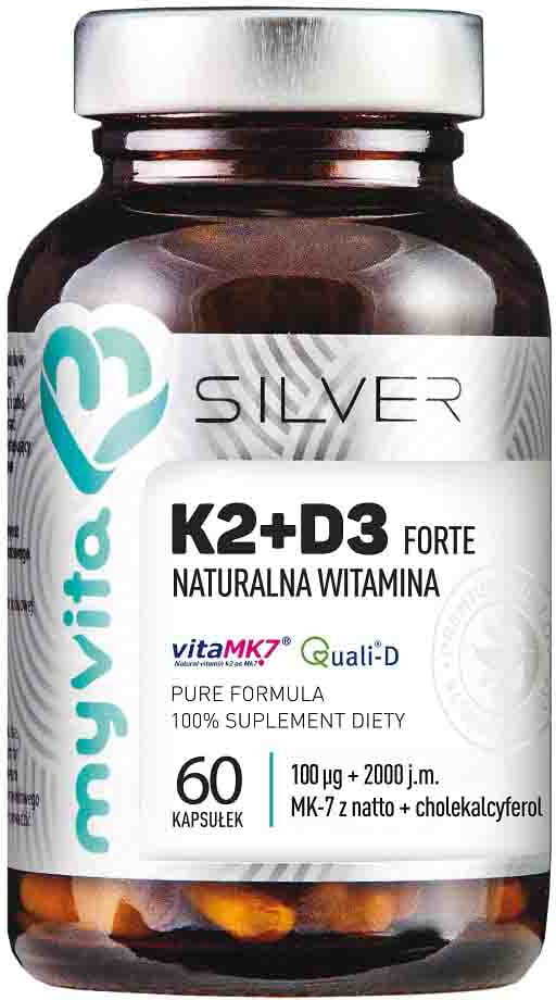 Vitamin K2 K - 2 + D3 D - 3 2000iu 60 Kapseln MYVITA SILVER PURE