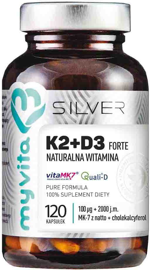 Vitamin K2 K - 2 + D3 D - 3 2000iu 120 Kapseln MYVITA SILVER PURE