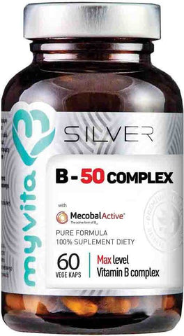 B-Vitamine mit Methylcobalamin B - 50 Komplex mecobalactive 60 Kapseln MYVITA SILVER PURE