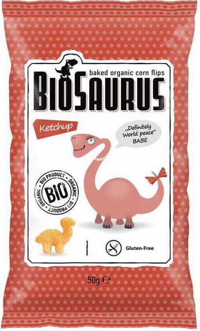 Maischips Dinosaurier mit Ketchup-Geschmack glutenfrei BIO 50 g BIOSAURUS