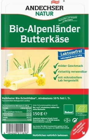 Alpkäse, Scheiben 50% BIO 150 g ANDECHSER NATUR Hlavní obrázek produktu