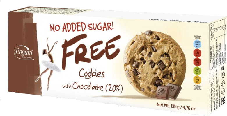 Kekse mit 20% Schokolade ohne Zucker 135 g BOGUTTI Hlavní obrázek produktu