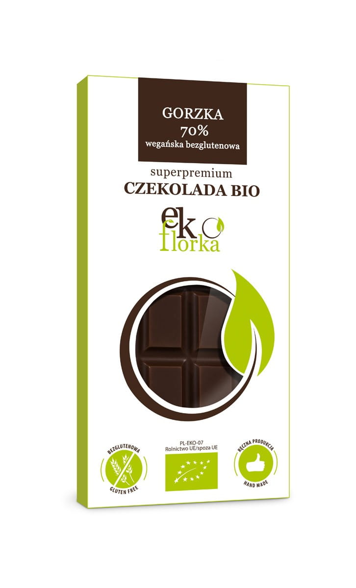 Premium Zartbitterschokolade 70% glutenfrei BIO 85 g - EKOFLORKA