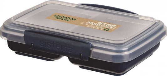 Doppelte marineblaue Lunchbox von SISTEMA mit 350 ml Fassungsvermögen, aus Kunststoff, ideal für unterwegs.