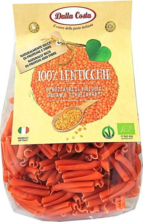 Pasta (rote Linsen) Strozzapreti glutenfrei BIO 250 g - DALLA COSTA