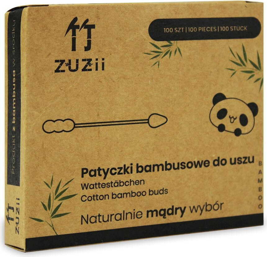 Hygienestäbchen aus Bambus mit Watte (Schneemann - Spitz) 100 Stück - ZUZII