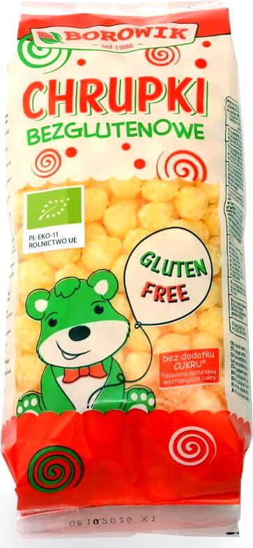 Glutenfreie Maischips in Kugelform, BIO-Qualität, von BOROWIK, 60 g, knusprige Snacks in natürlicher Präsentation