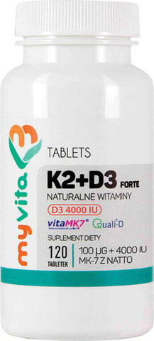 Vitamin K2 + D3 FORTE D - 3 4000iu und K2 100 µg 120 Tabletten MYVITA