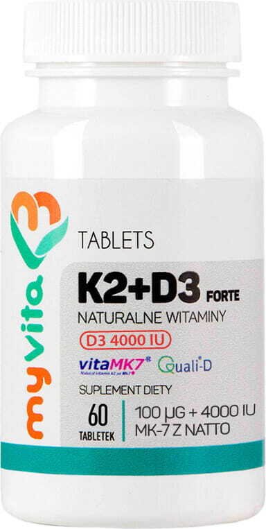 Vitamin K2 + D3 FORTE D - 3 4000iu und K2 100µg 60 MYVITA Tabletten