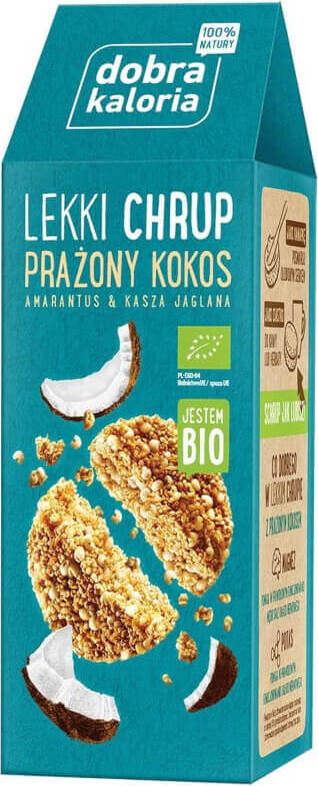 Leichte Kokos- und Vollkorn-Krusten von Dobra Kaloria, 80 g, Bio-Qualität, knusprig und aromatisch für gesunden Genuss.